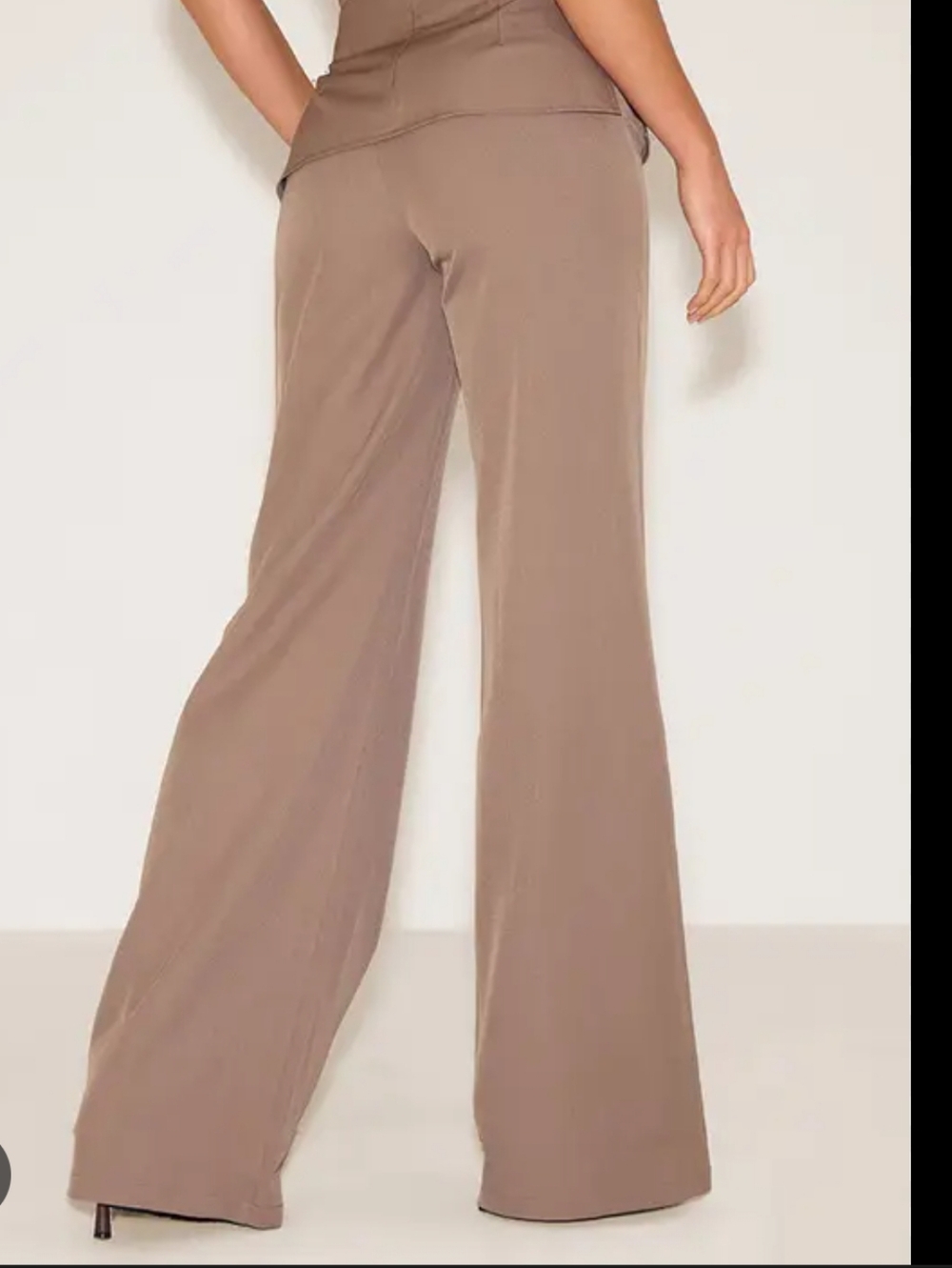 Pretty Little Thing Tall Mushroom Mid Rise Tailored Wide Leg Trousers Sz 4 T New